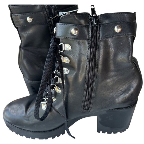 Forever 21 Heeled Ankle Biker Faux Leather Boots Women's Size 9 (READ) - Picture 14 of 14